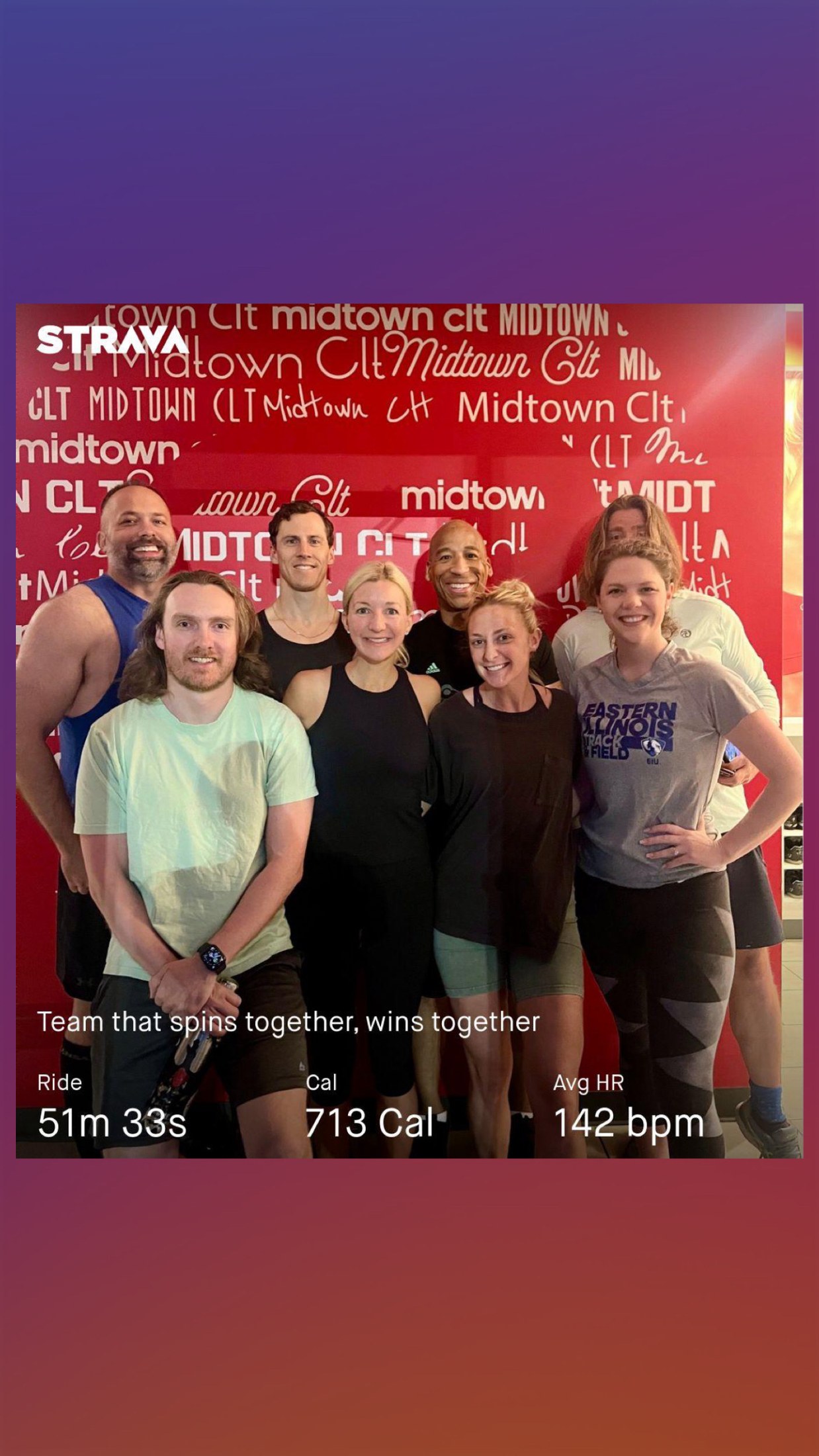 A group after a workout, shown in a Strava post